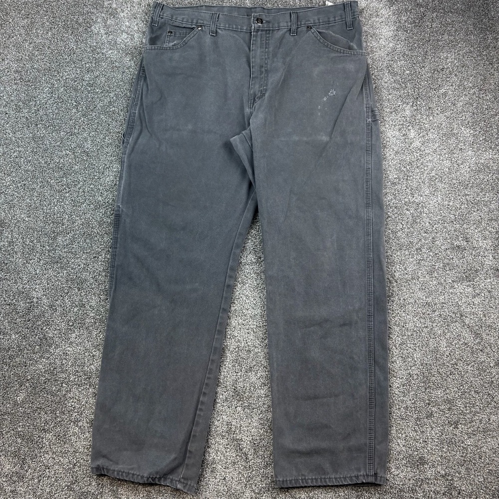 Vintage Dickies Carpenter Pants Mens 38x32 Gray‎ Faded Heavy Canvas Distressed